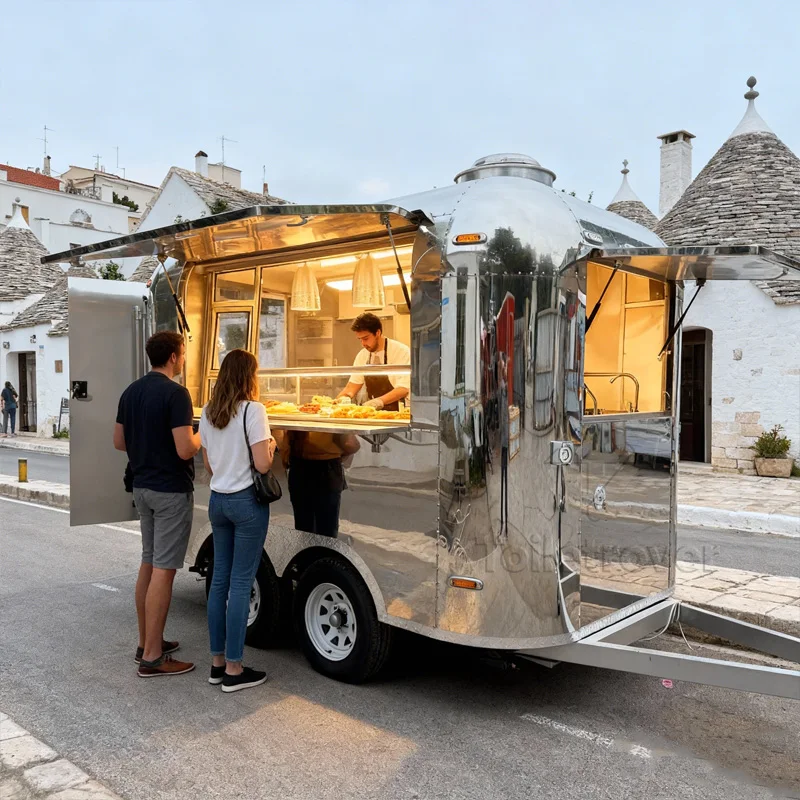 

Outdoor Street Food Trailer Doner Kebab Custom Mobile Food Trailer Hot Dog Pizza Commercial Food Trailer with Toilet and Shower