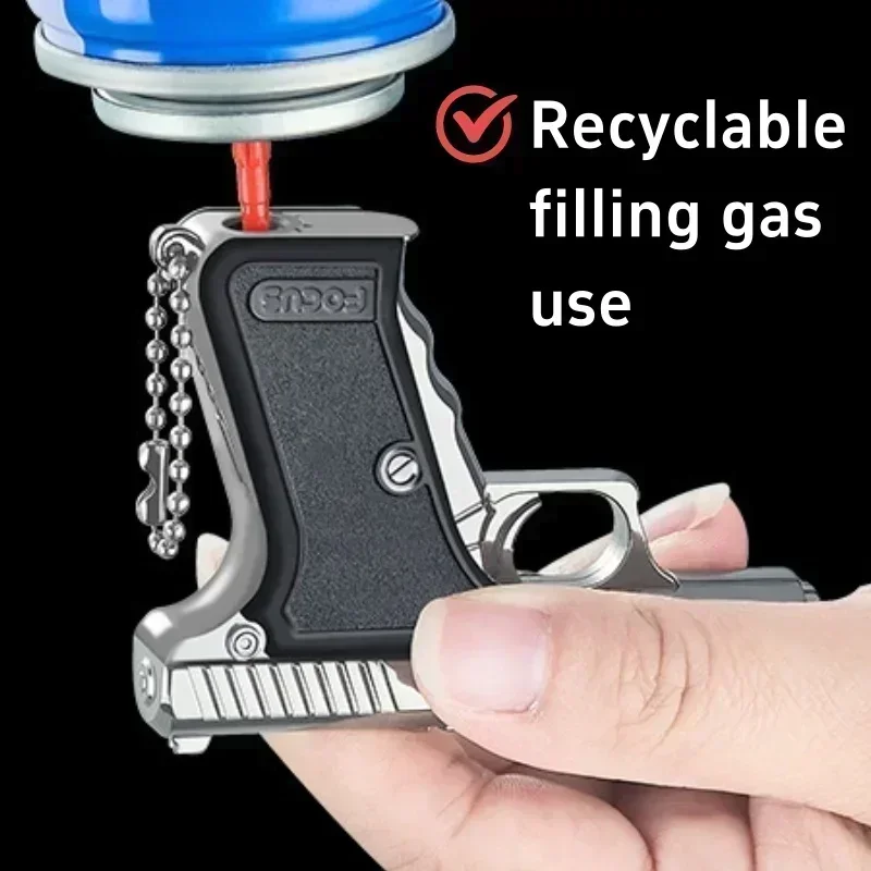 Portable Metal Windproof Pendant Lighter Outdoor Spray Blue Flame Torch Inflatable Lighter Cigarette Accessories Men's Gift New view 5