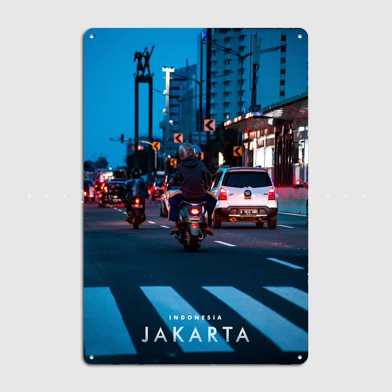 Jakarta Street Night Metal Custom Sign Living Room Wall Indoor Decor Room Decoration Bedroom Posters Home Decor