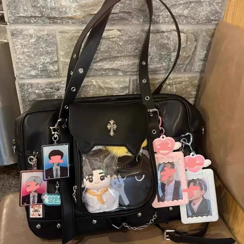 

Harajuku Black Ita Bags Backpack Women Sweet Cool Transparent Large Capacity Handbag Ladies Japanese Y2k Backpacks Chic Bolsas