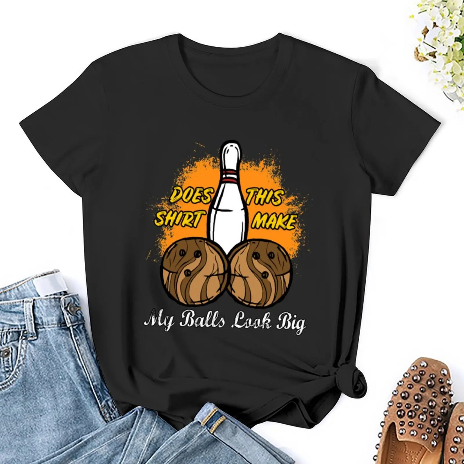 Does this shirt make my balls look big bowling shirt bowling party gift bowling team gift quote funny sh T-Shirt