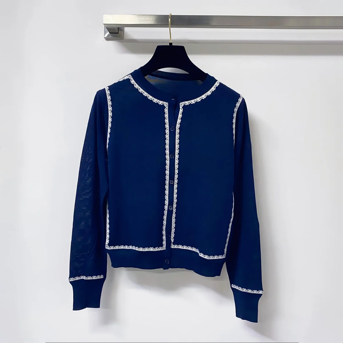 2026 high-quality new women's lace trimmed thin knit cardigan-hb721