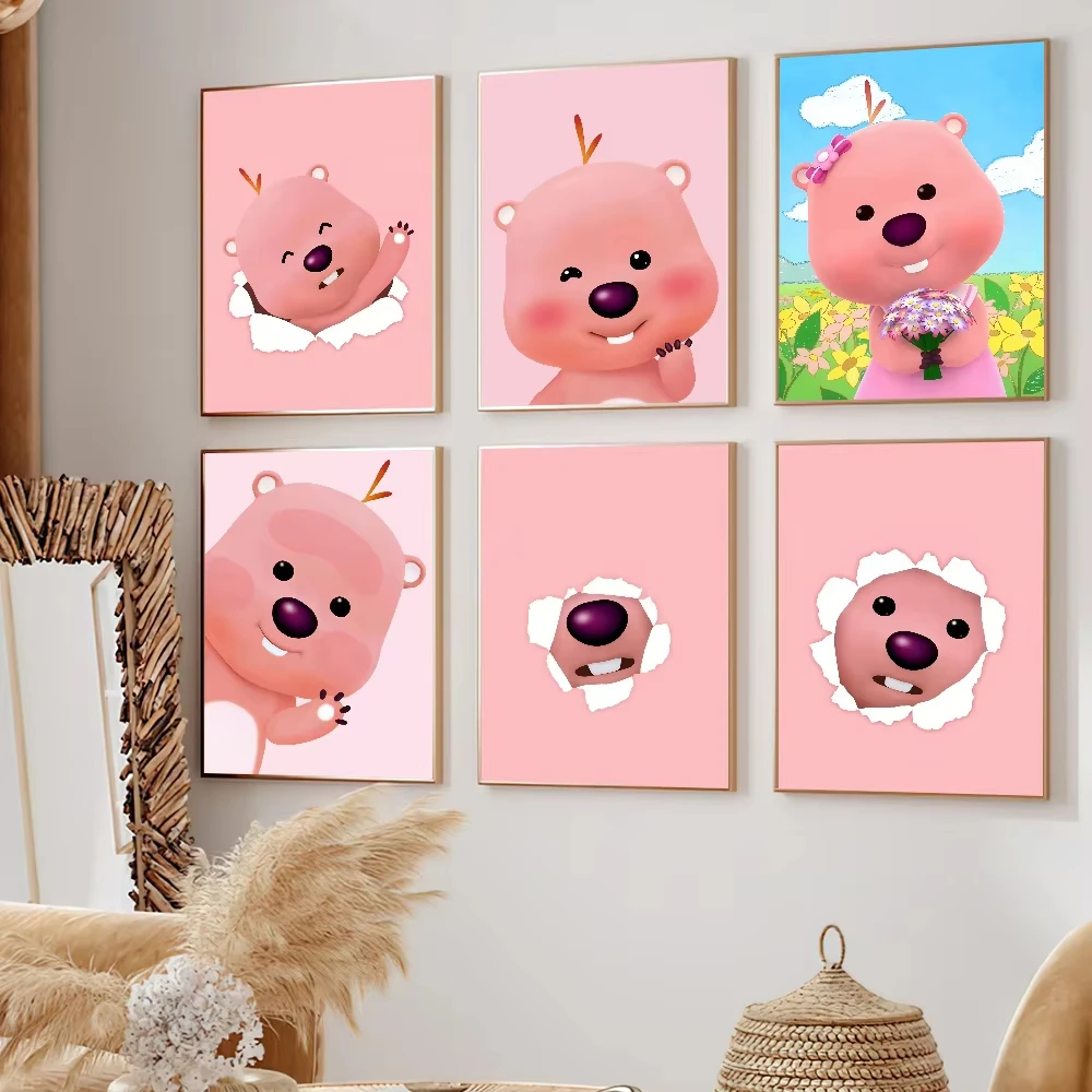 

Cartoon L-Loopy Pink Poster Painting Living Room Office Decoration Bedroom Home Wall Prints frameless