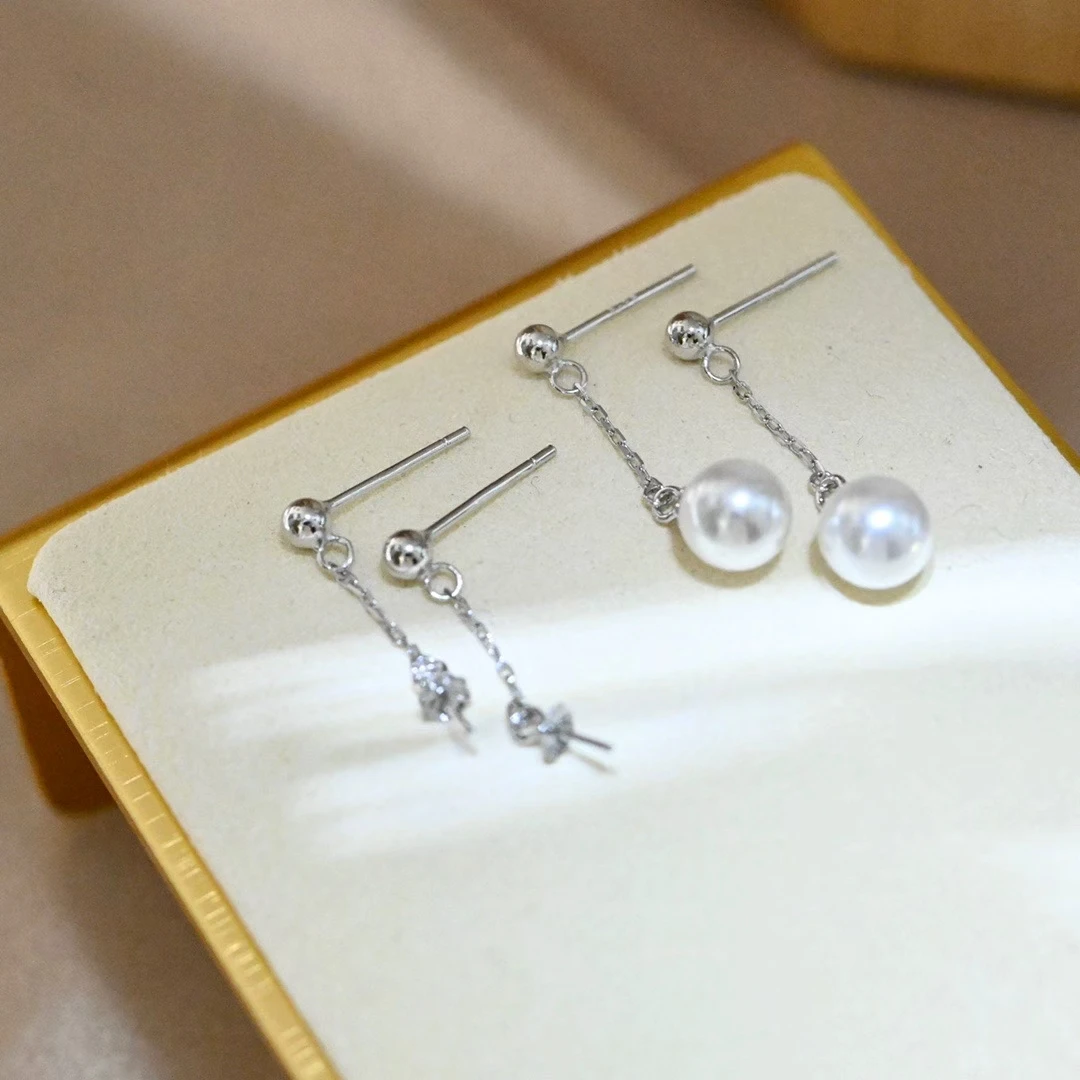 S925 Sterling Silver Stud Earrings Mount Findings Settings Base Mounting Parts Accessory for 5-10mm Pearls 10 pairs/lot
