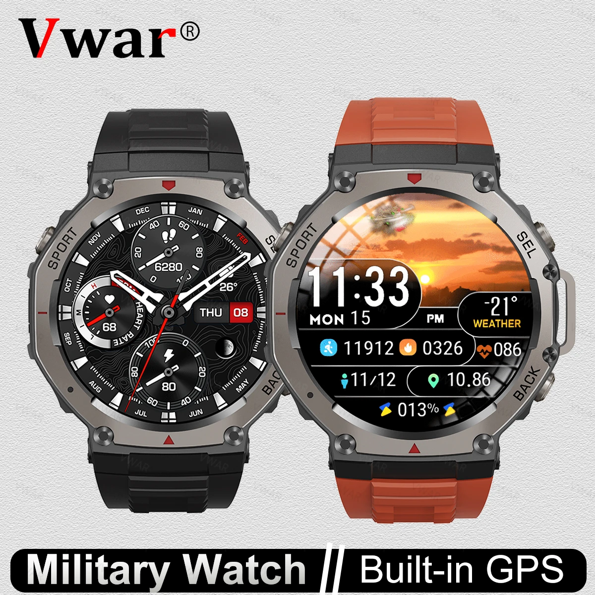 

T-Rex 3 GPS Smart Watch 5ATM IP69K Waterproof Built-in Dual-band GNSS Compass Military Sport Bluetooth Call Men Smartwatch 2025