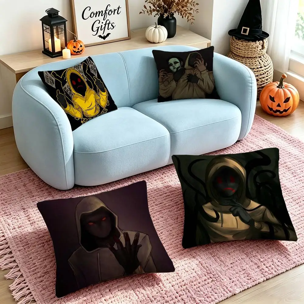 Horror M-Marble Hornets H-Hoodie  Pillow Case Square Double-Sided Sofa Cushion Cover Bedroom Bedside Pillow