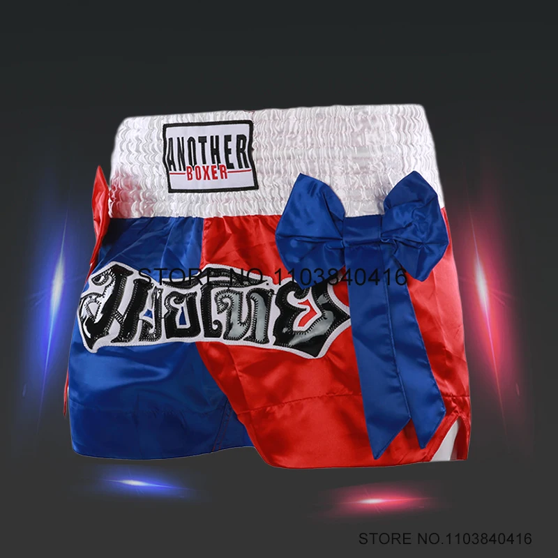 

Muay Thai Shorts Bow Ribbon Kick Boxing Pants Women Men Kids MMA Martial Arts Grappling Kickboxing Cage Fight Training Shorts