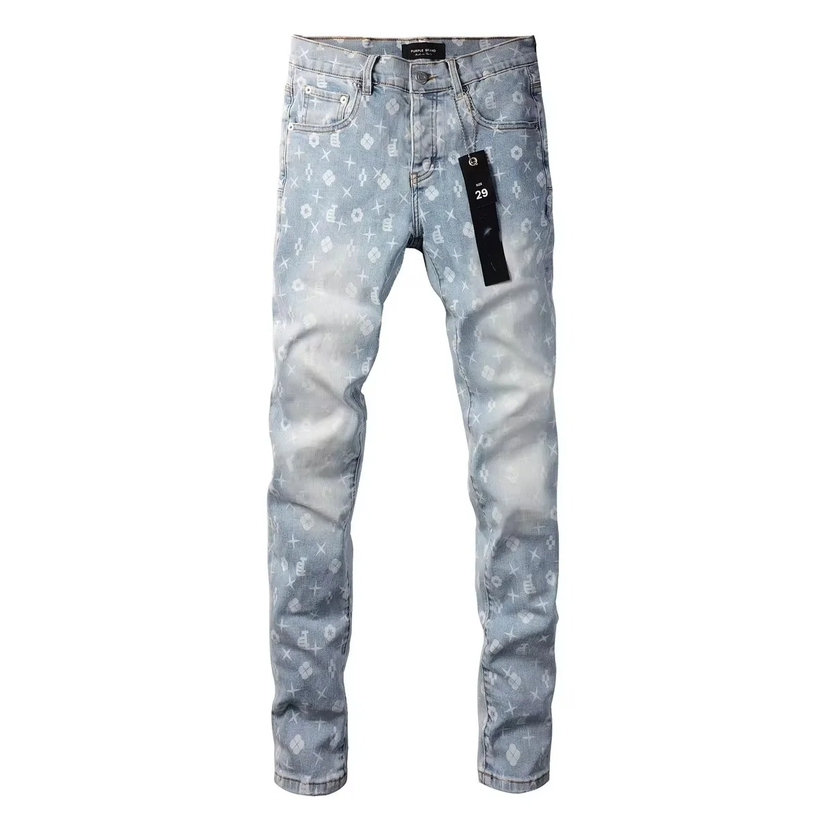 Top-Qualität Purpur Jeans Männer mit High Street Print Buchstaben Hosen Modemarke Reparatur Low Rise Skinny Graffiti Buchstaben Hose