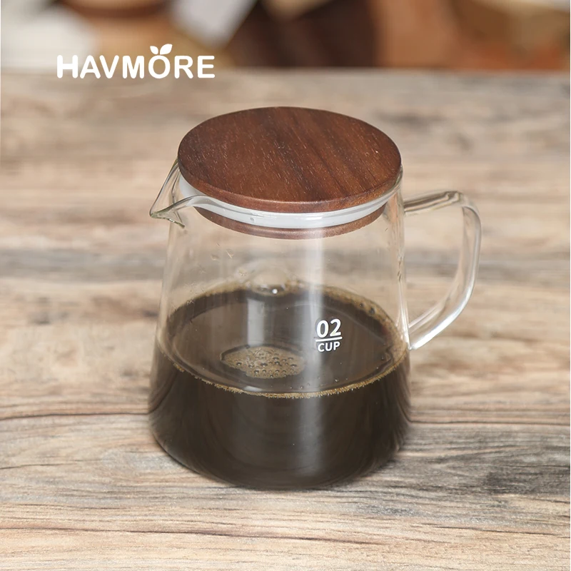 Glass Pour Over Coffee Server with Dot Scale Brewed Coffee Sharing PotHeat Resistant Hand Made Drip Coffee Pot 300ml/500ml