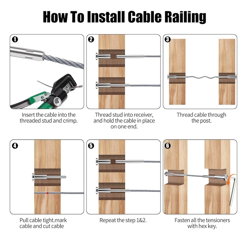 

Cable Railing Kit 52PCS Cable Railing Kit,1/8Inch Stainless Steel Cable Railing Hardware for Cable