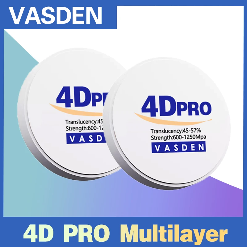 

Vasden A2 A3 C2 C3 Colors 4D PRO Multilayer Zirconia Blocks Dental Cadcam Material Ceramic Zirconium Disk 98mm Zirconia Blank