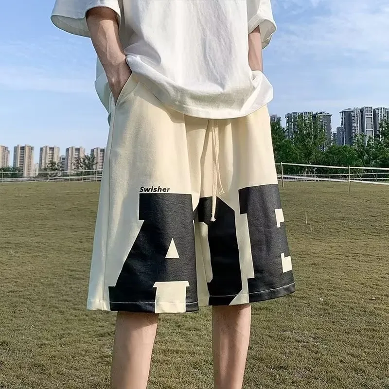 

【 M-8XL 】Men's ACE Print Casual Shorts Elastic Waist Drawstring Streetwear Shorts