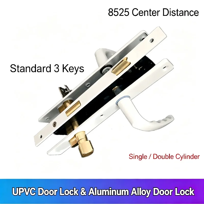 8525 Mortise Handle Lock for Plastic Steel Door, Aluminum Alloy Door Lock, Old-Style Swing Door Lock, Balcony Door Lock