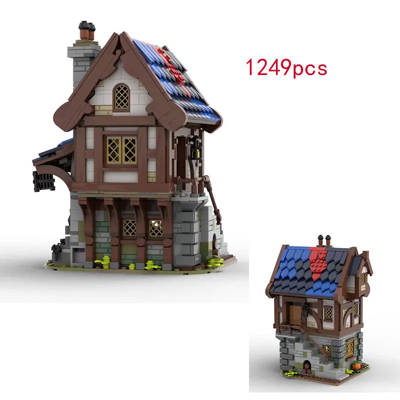 

Spot MOC-220777 1249 шт., сборка мелких частиц, строительные блоки, средневековый замок, маленькая декоративная модель здания, игрушка, полный набор