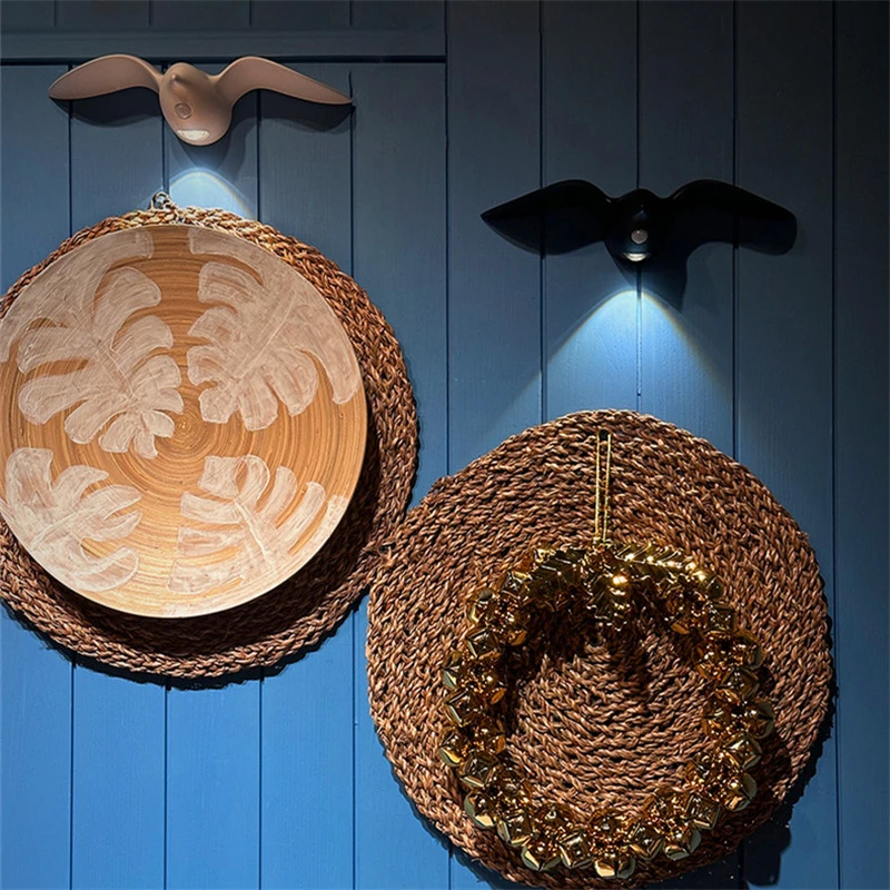 Seagull Wall Light with Motion Sensor Night Light Rechargeable Battery Powered Waterproof Bird Wall Lamp Dimmable LED Light