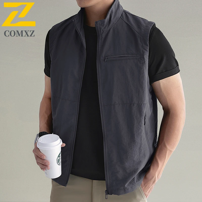 

COMXZ2025 Новый мужской жилет, легкий дышащий быстросохнущий жилет без рукавов для рыбалки, жилет на молнии для спорта и отдыха на открытом воздухе