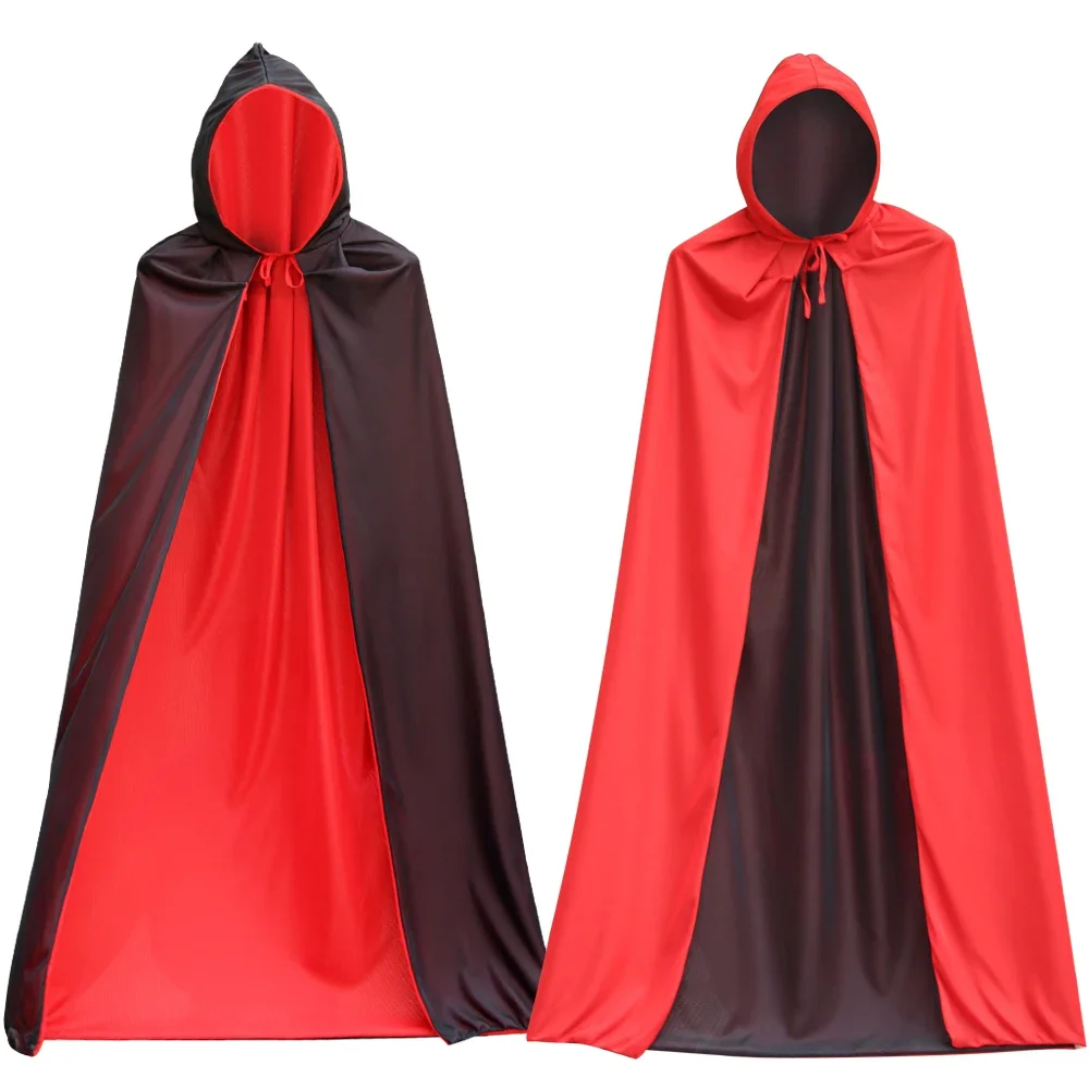 

Anime Hooded Vampire Cloak Cape Adult Children Stand-up Collar Cap Red Black Both Sides Can Be Used Themed Party