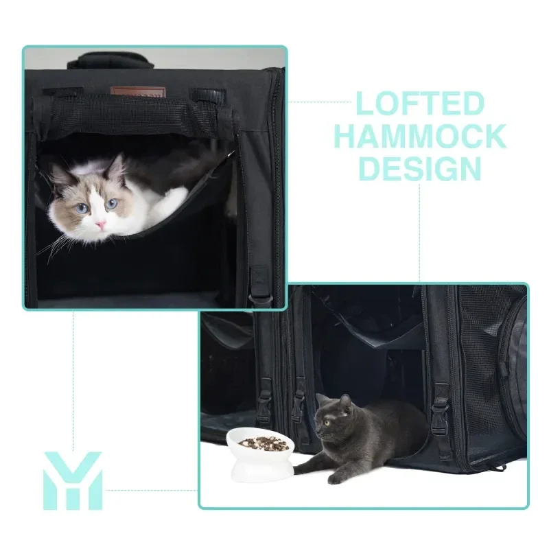 Cat Carrier Backpacks With 2 Side Expandable Cat Play Tunnel Twice The Space For Perfect Cat Dog Travel Bag (with Tunnel)