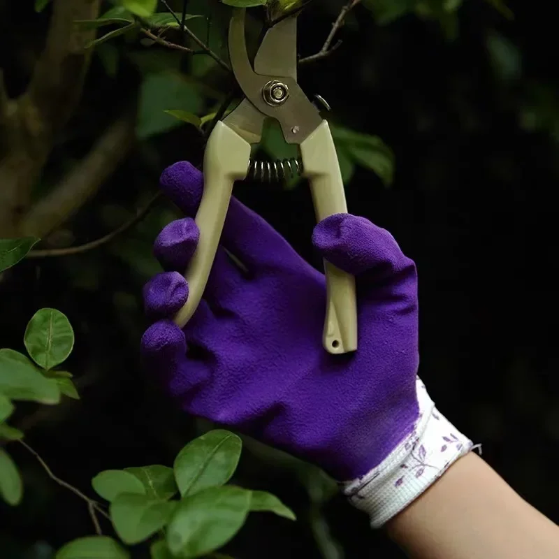 Guantes de jardín de talla única para mujer, guantes de trabajo de látex de espuma transpirable, para jardinería, paisaje, bricolaje, 100% goma pura