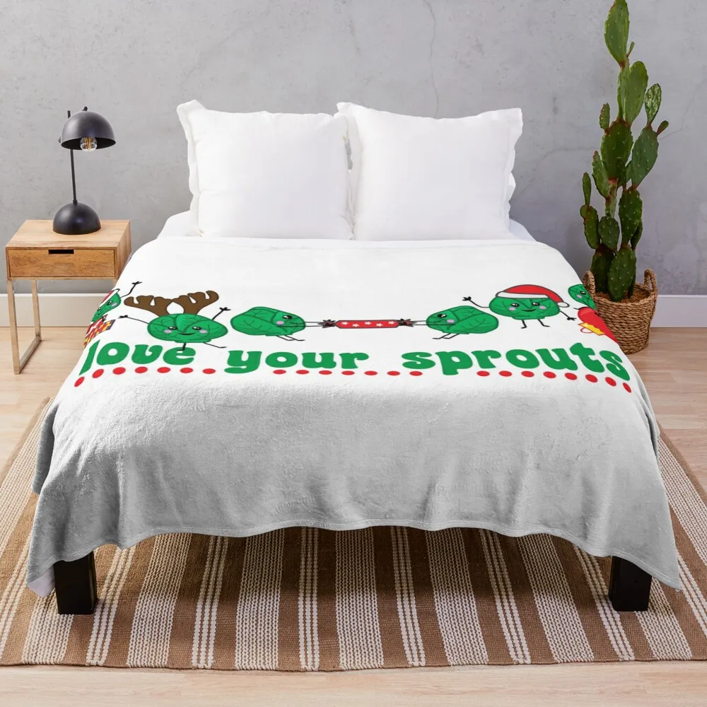 Funny Christmas Brussel Sprout Characters Throw Blanket Beach Single Summer Nap Blankets