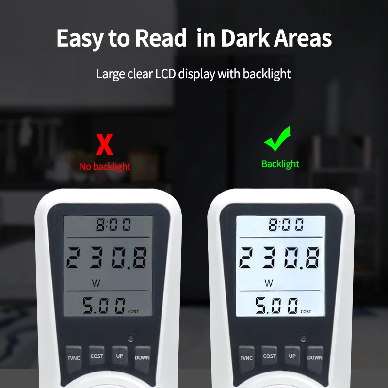 AC 220V light wattmeter power LCD energy Precise meter power monitor EU plug socket power kilowatt wattage voltage meter digital