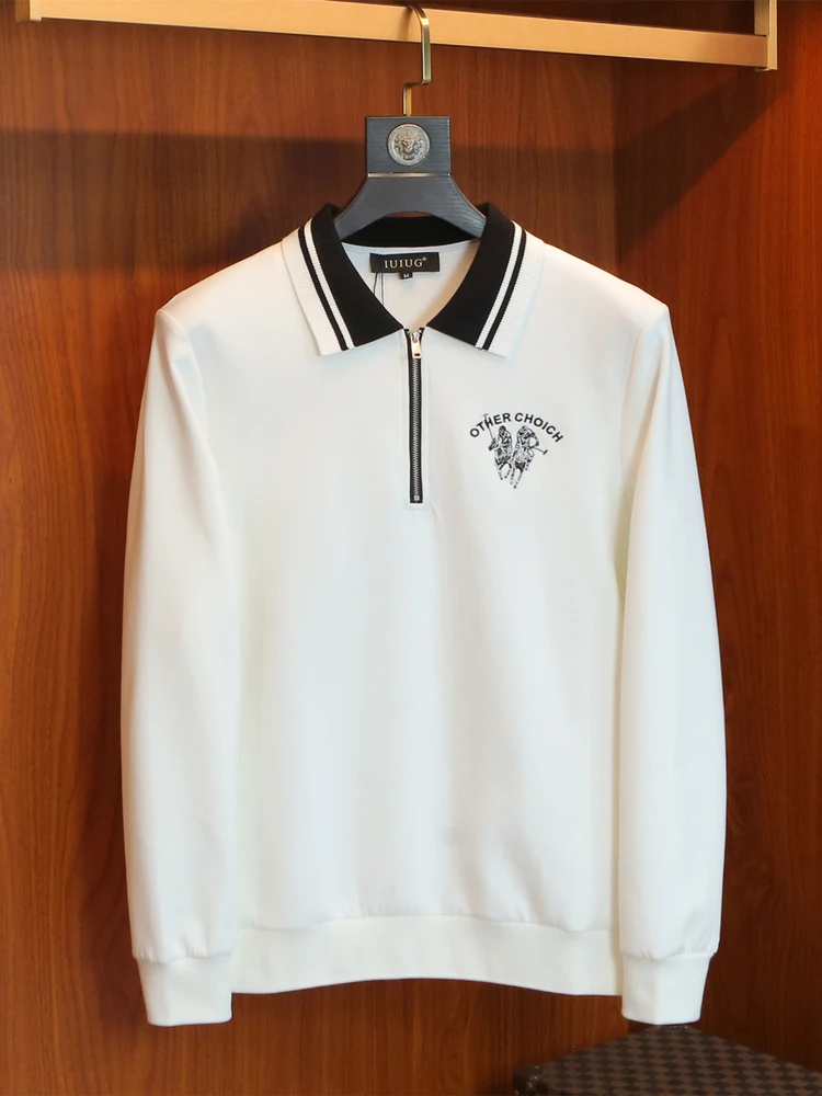 

Ele Embroidered Hoodie Sweatirt Long Sve Turn-down Collar Men's Casual High-end Feeling Comfortable Cotton Polyester...