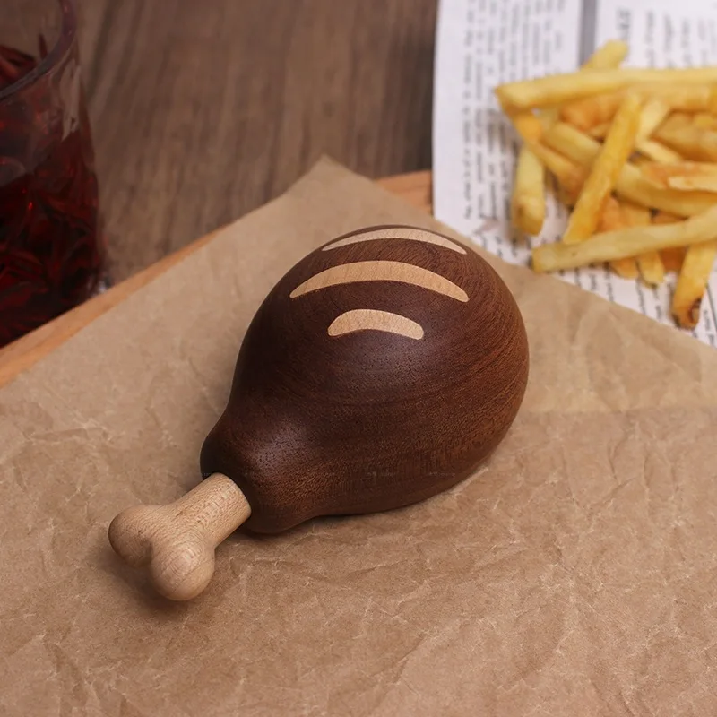 

Solid wood beer bottle opener, chicken thigh ornament, home wooden gift, magnetic suction wine screwdriver, creative refrigerato