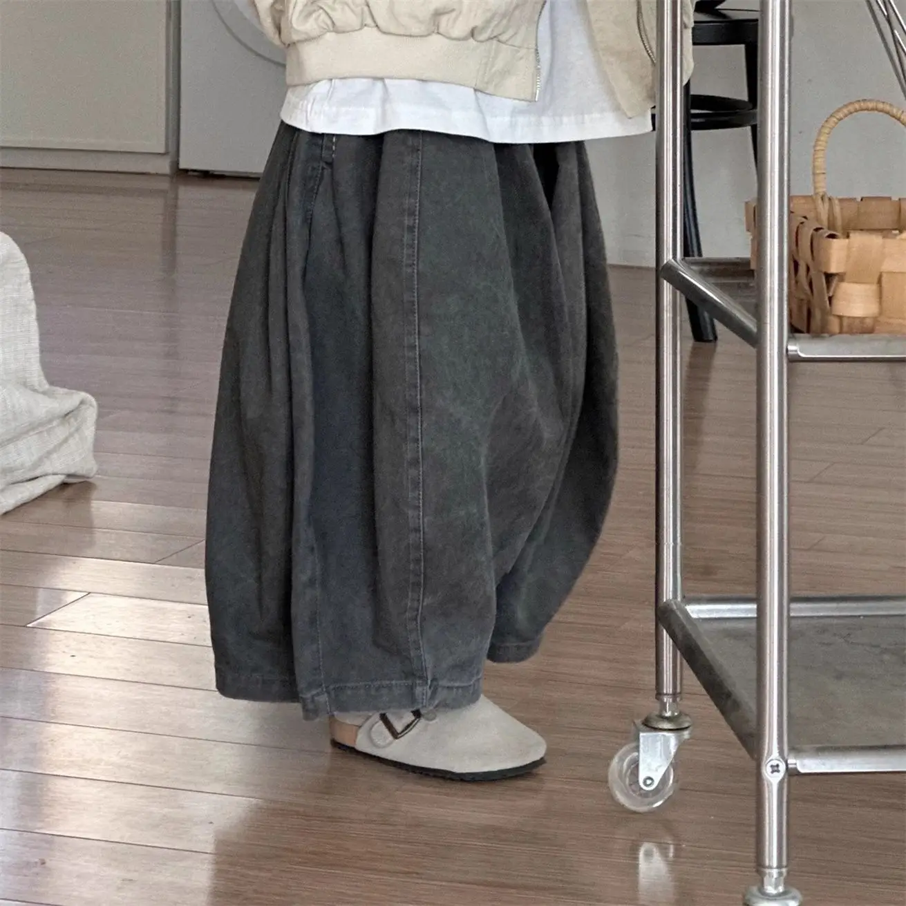 Children's pure cotton radish pants, boys' forest retro casual girls' 2025 Spring and Autumn Harun pants 2