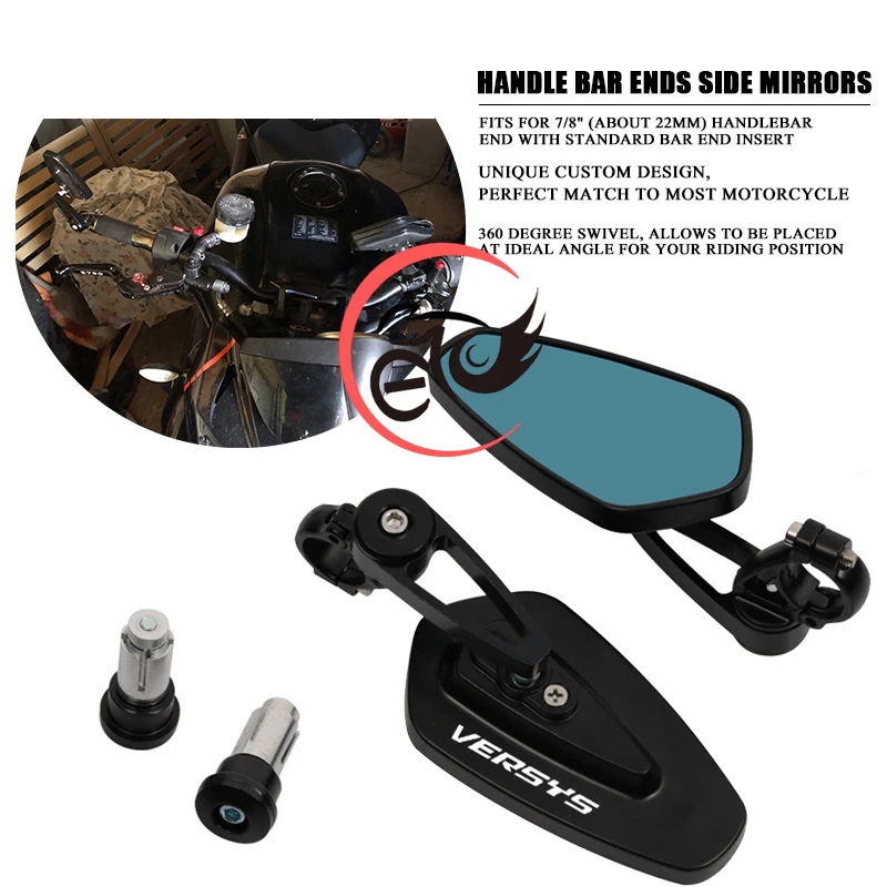 

Espejo retrovisor lateral para motocicleta, accesorio CNC Aluninum de 7/8 pulgadas y 22MM,Kawasaki VERSYS 650,1000, Versys X-300