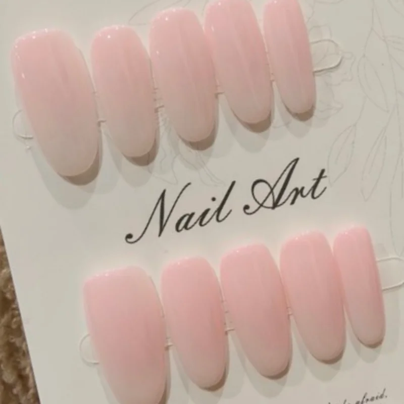 10Pcs Handmade Nails Pink Gradient Almond Shape Simple and Sweet Press-On Nails Perfect Gift for Girls and Friends
