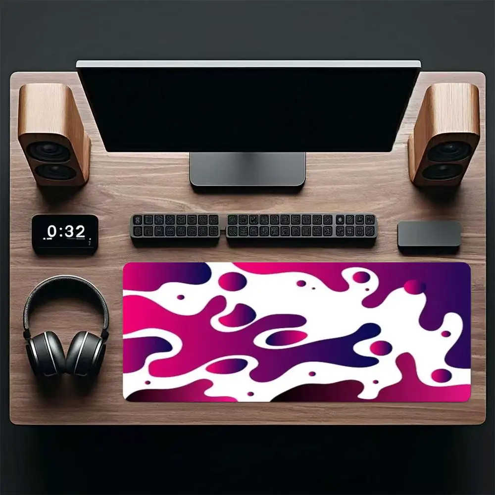 Colorful Block Fluid Large Desk Mat Trendy Art Style Non-Slip Stitched Edge Mouse Pad for Office Study Gaming
