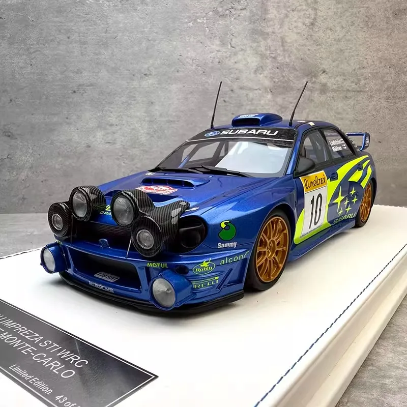 Original Neue Marke 1/18 Subaru Impreza STI WRC 2002 Monte Carlo Rally Harz Auto Modell Zimmer Display Autos Junge Sammlung Spielzeug Geschenk