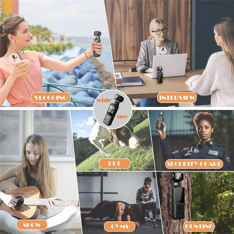 FFYY-4K Fotocamera corpo con microfono esterno, mini WiFi digitale tascabile per sport all'aria aperta, bici, viaggi, Action-64GB