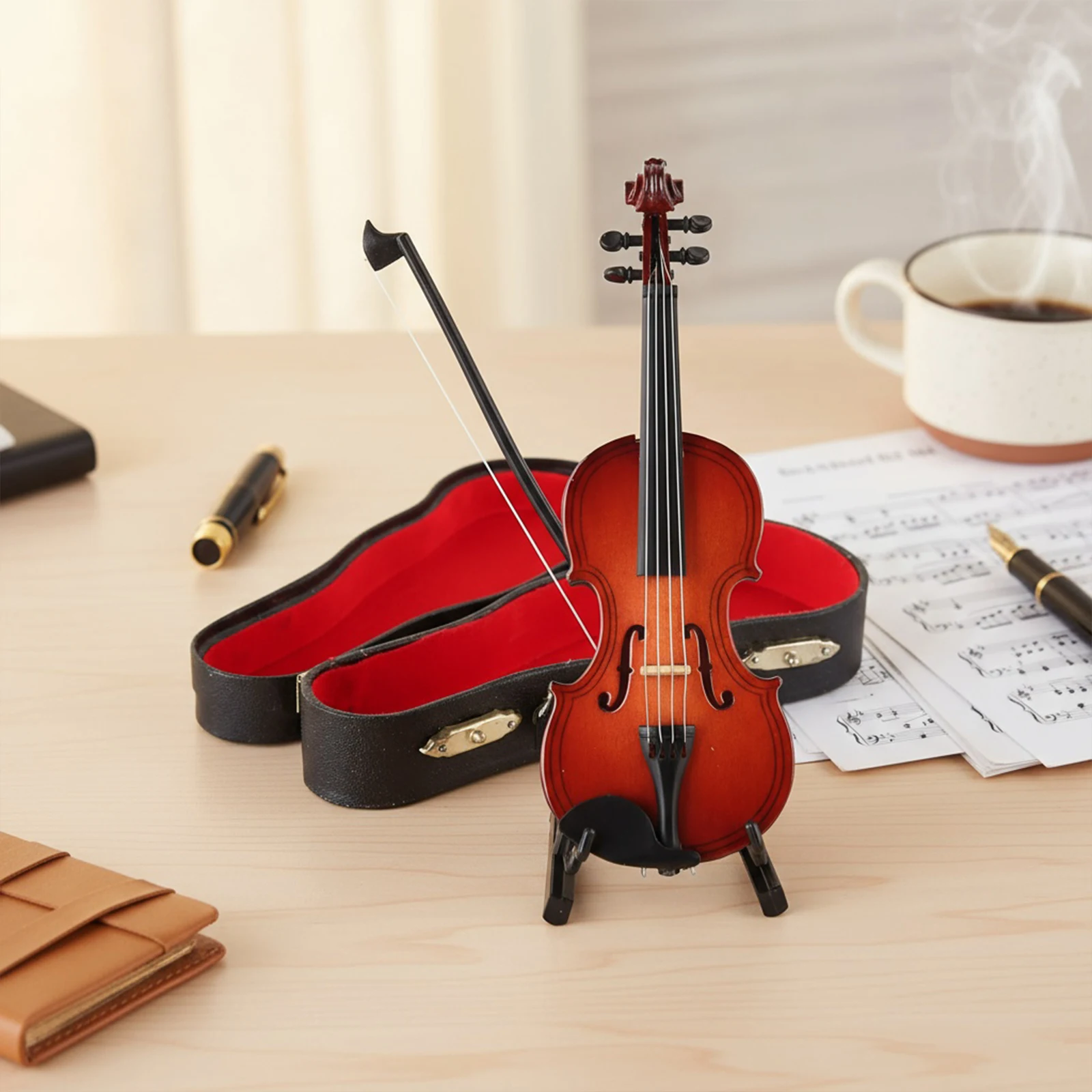 

Игровая миниатюрная фигурка скрипки, деревянный музыкальный инструмент, маленькие музыкальные украшения в виде скрипки для обучения музыке, подарок
