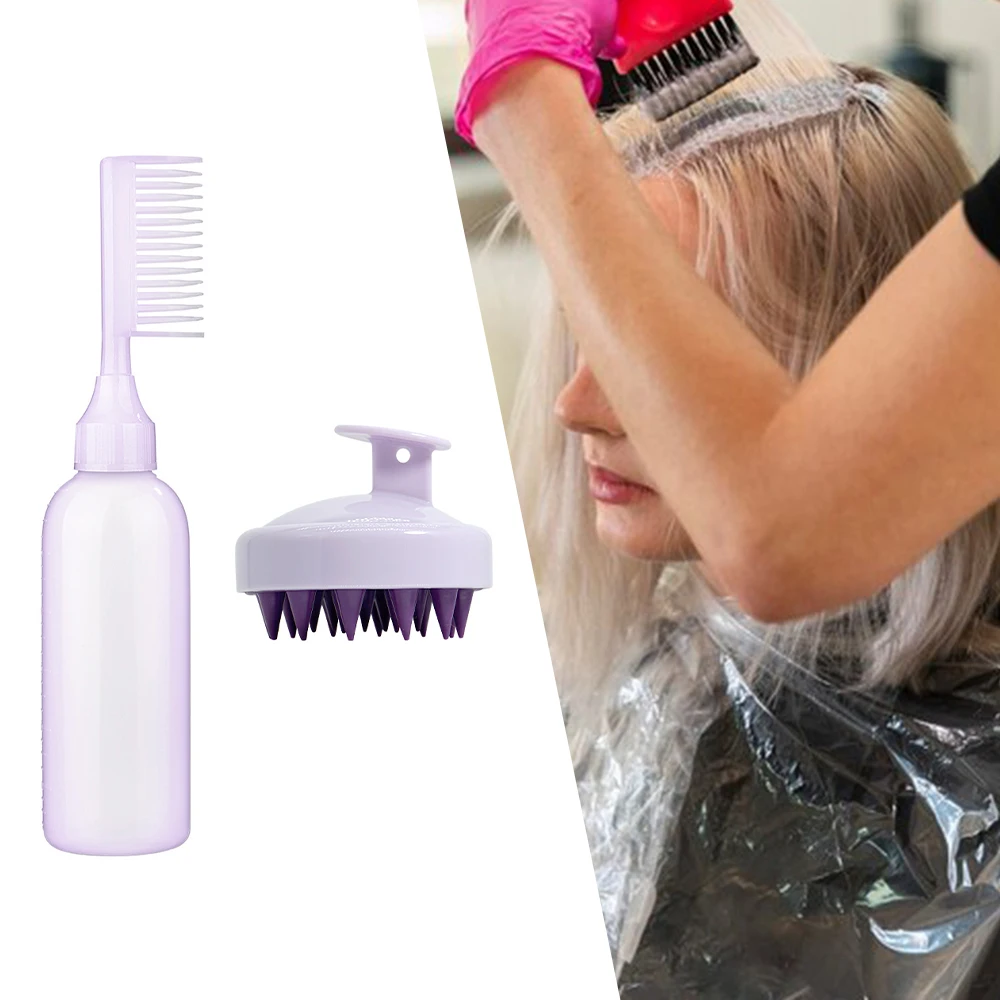 

5 Colors Hair Oil Applicator Bottle Set Hairdressing Shampoo Bottle Hair Dye Refillable Bottle Applicator Salon Styling Tools