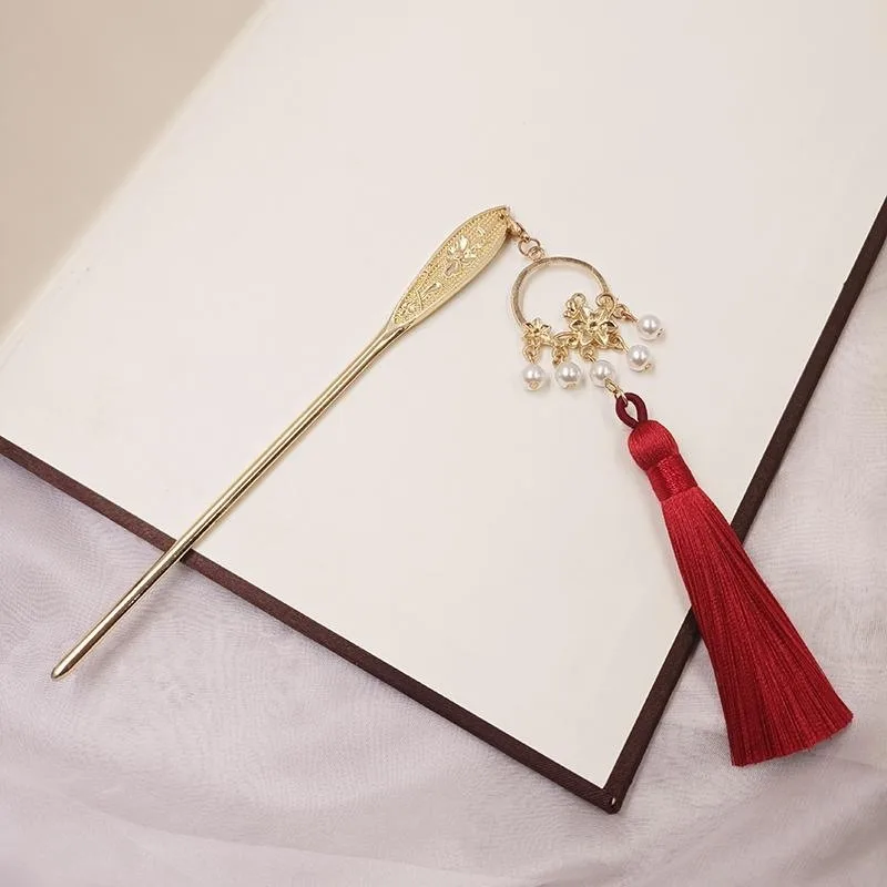1pc 우아한 중국 빈티지 헤어 스틱 조각 Tassel-Pearl Charms 완벽한 Hanfu는 전통 결혼식을 보여줍니다 시대를 초월한 문화