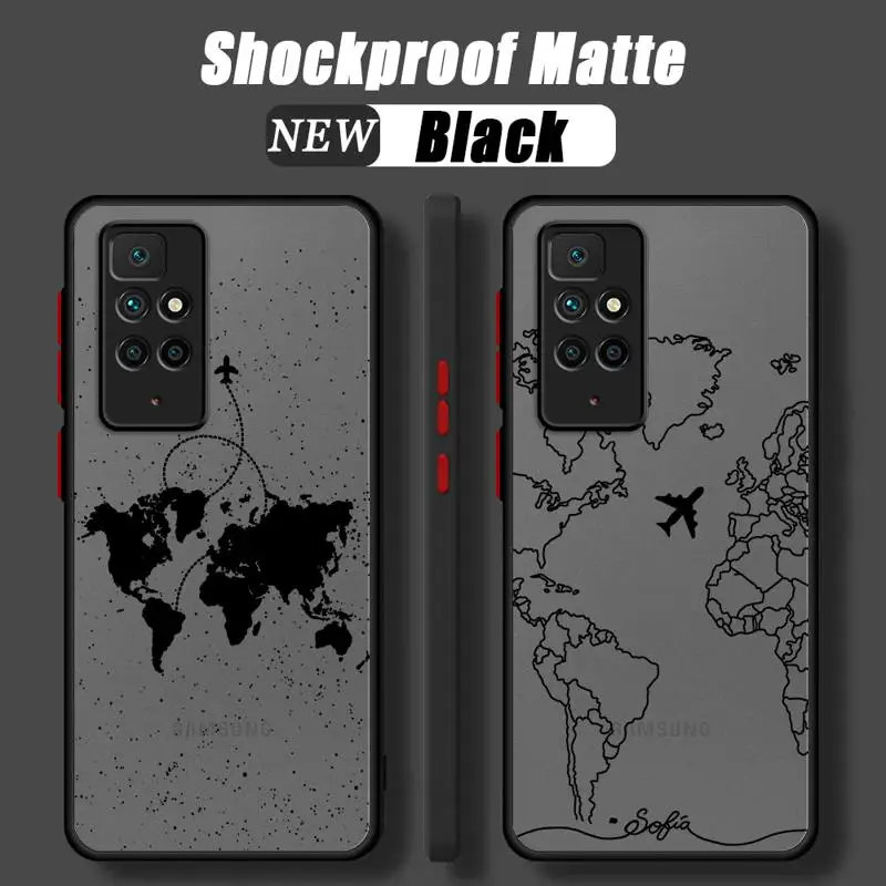 phone cases for Redmi Note 12S 11 case K40 8 10S 11Pro 10 13 8T 9 11S 10 Lite 12 Luxury Cover funda Planes World Map Travel Line