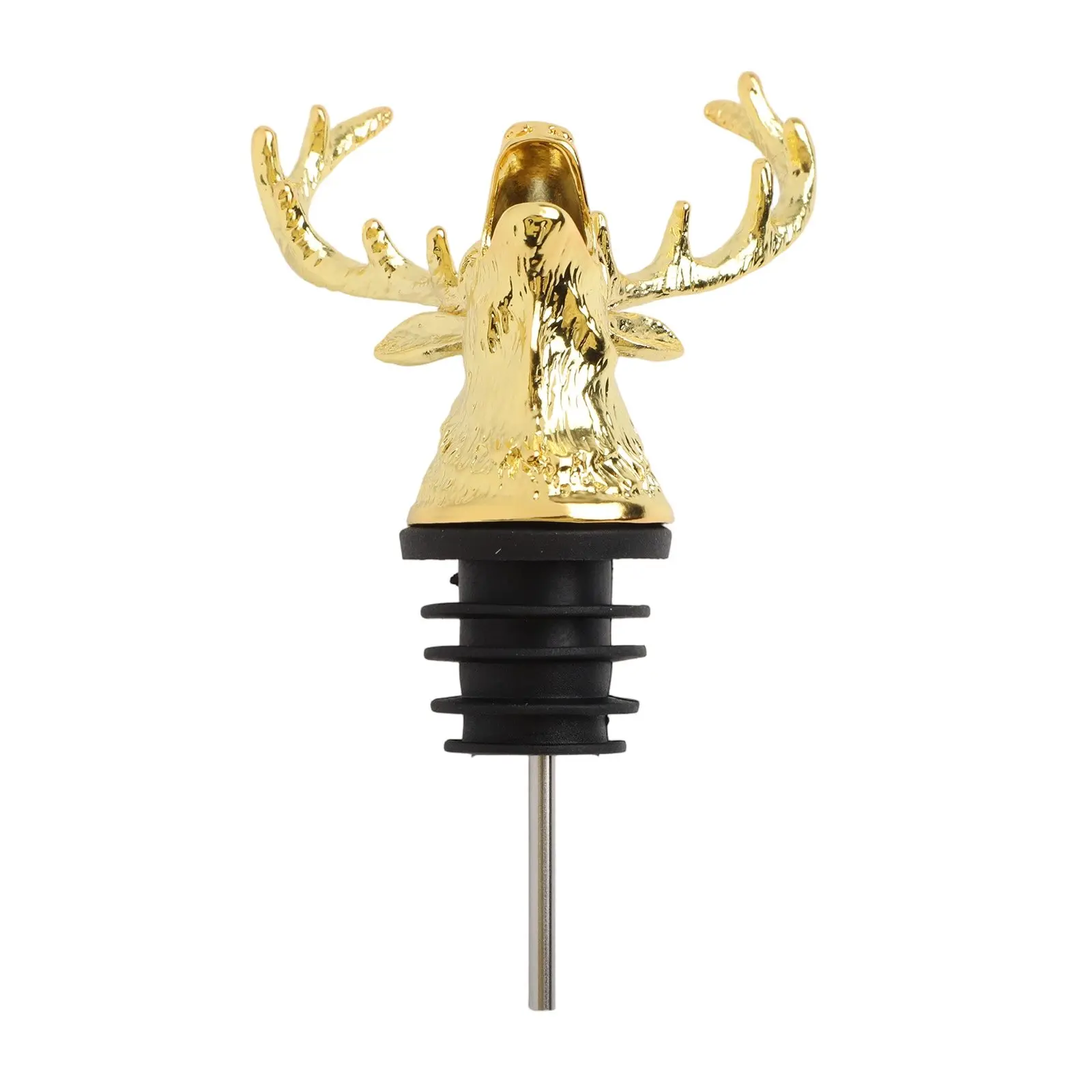 Wine Bottle Stopper and Pourer Featuring Zinc Alloy Animal Head and Silicone Seal for Leak Resistant Wine Dispensing