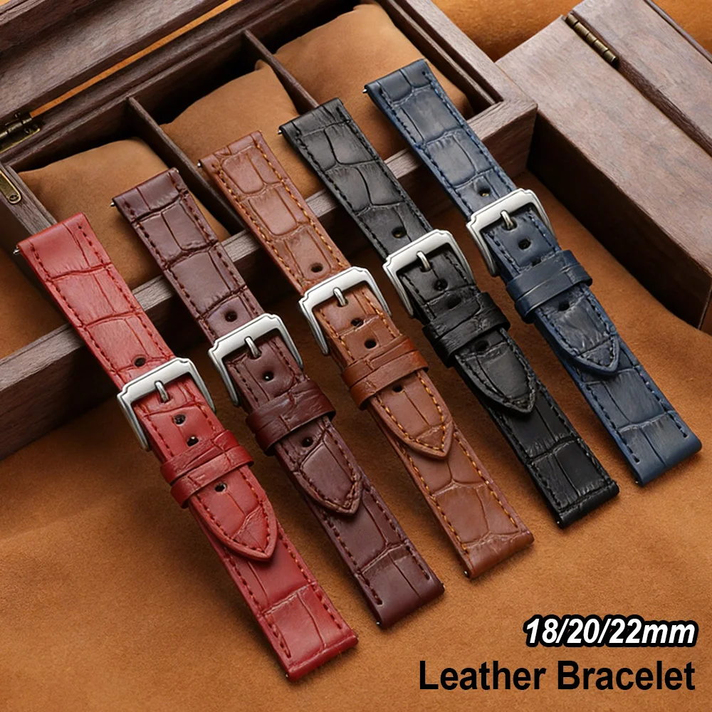 

Universal Replacement Premium Leather Watch Straps for Men Women 18mm 20mm 22mm Leather Watch Band Vintage Brown Black Bracelet