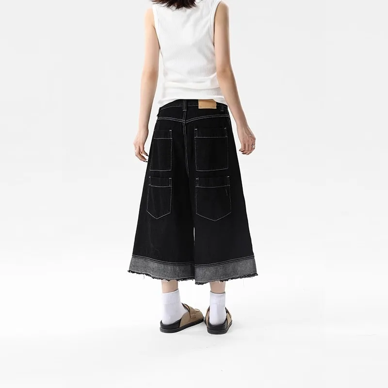 

Retro High Waist Wide Leg Jeans Women's Multi ket Loose Fit Casual Pants Spring Summer New Sle Denim Seven-Foot Pants