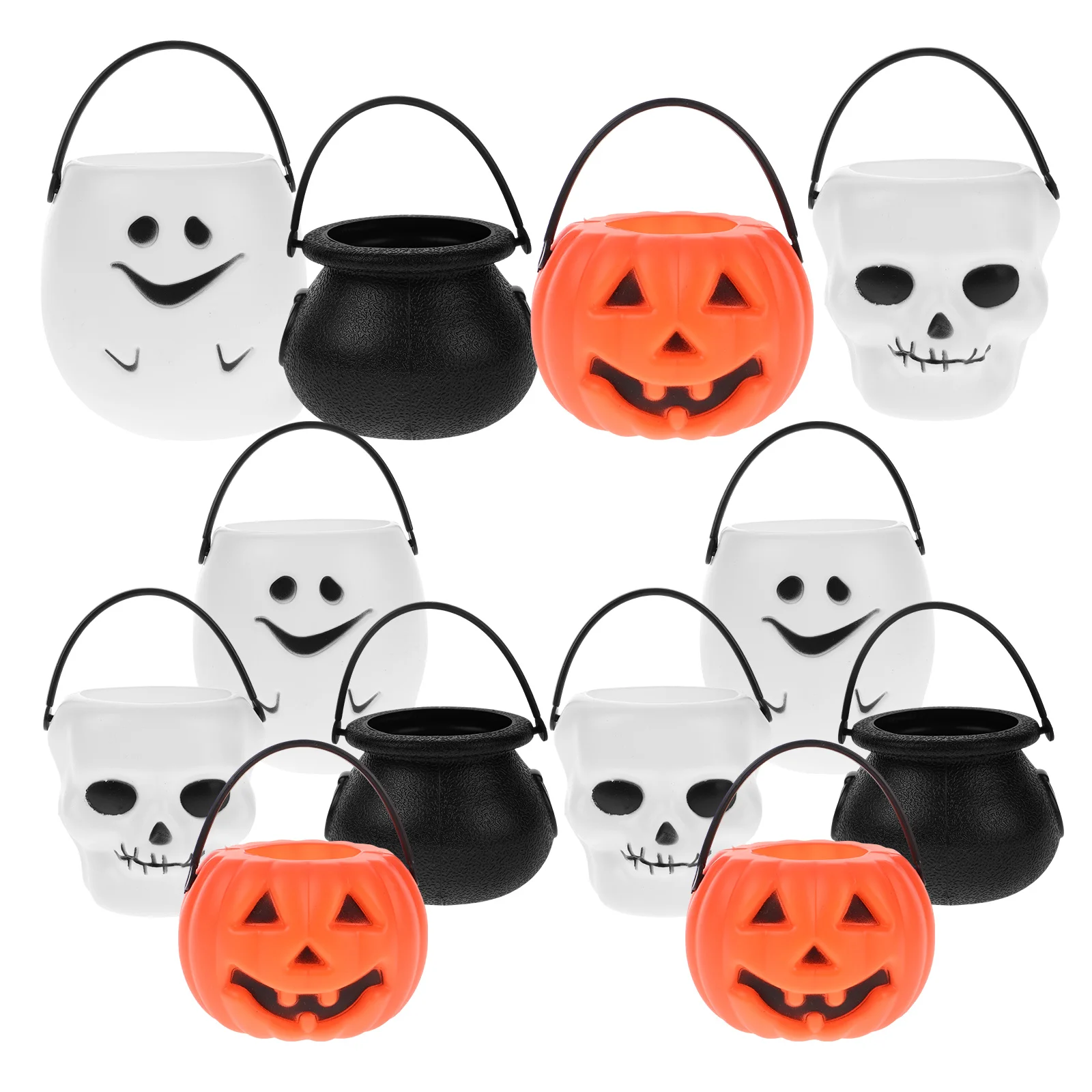

12pcs Halloween Candy Buckets Trick Or Treat Snack Holders Party Favors Gift Boxes Pe Material Wall Hanging Decorative Storage