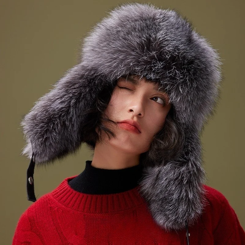 Light luxury hat ear-protecting cold-proof and warm for women fur men
