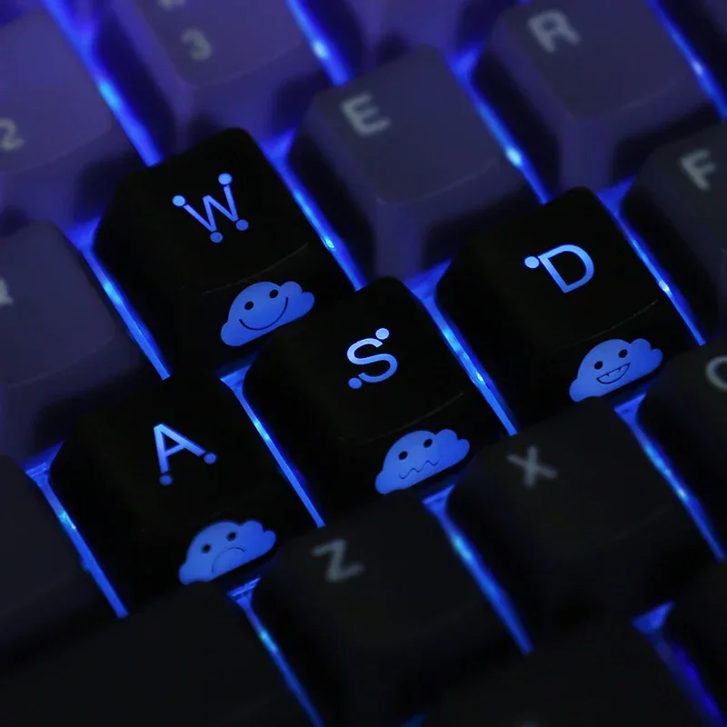 Letter Drive New Cute Emo Keycap Set WASD Arrow Broadside Lighting Key Cap for Mechanical Keyboard Compatible with MX Switch