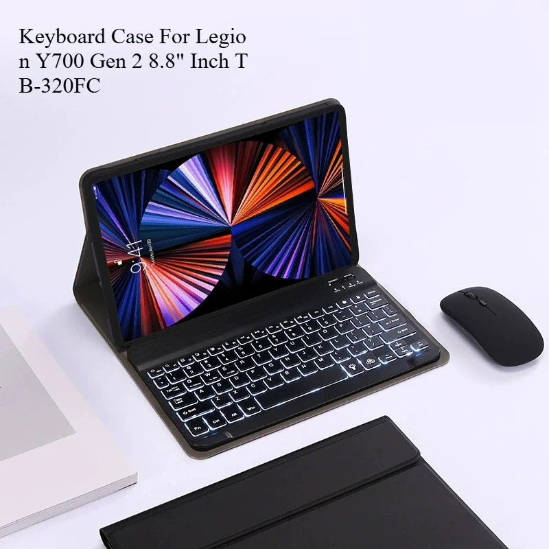 

Чехол с клавиатурой для Lenovo LEGION Y700 2023, 8,8 дюйма, TB-320F 320FC, кожаный чехол для Tab Y700, чехол с подсветкой клавиатуры 2-го поколения