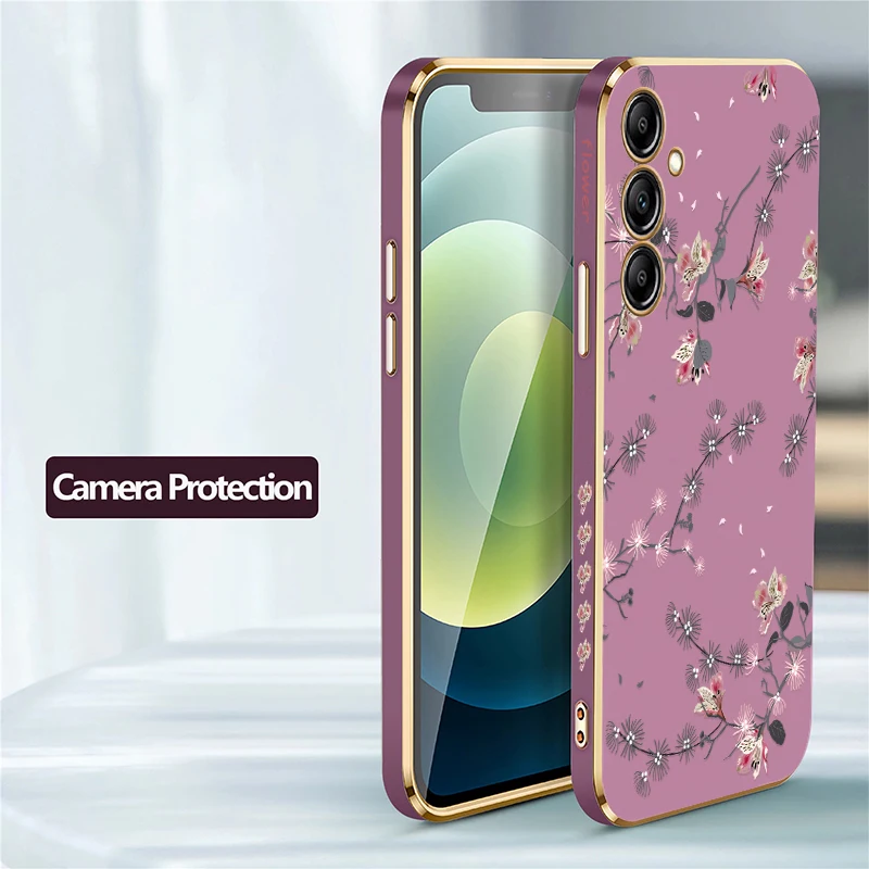 Fiore di modo Cassa Del Telefono Per Samsung Galaxy A34 A54 A15 A16 A25 A73 A81 A35 A55 A21S A13 A23 A33 A53 A14 A24 Placcatura Della Copertura