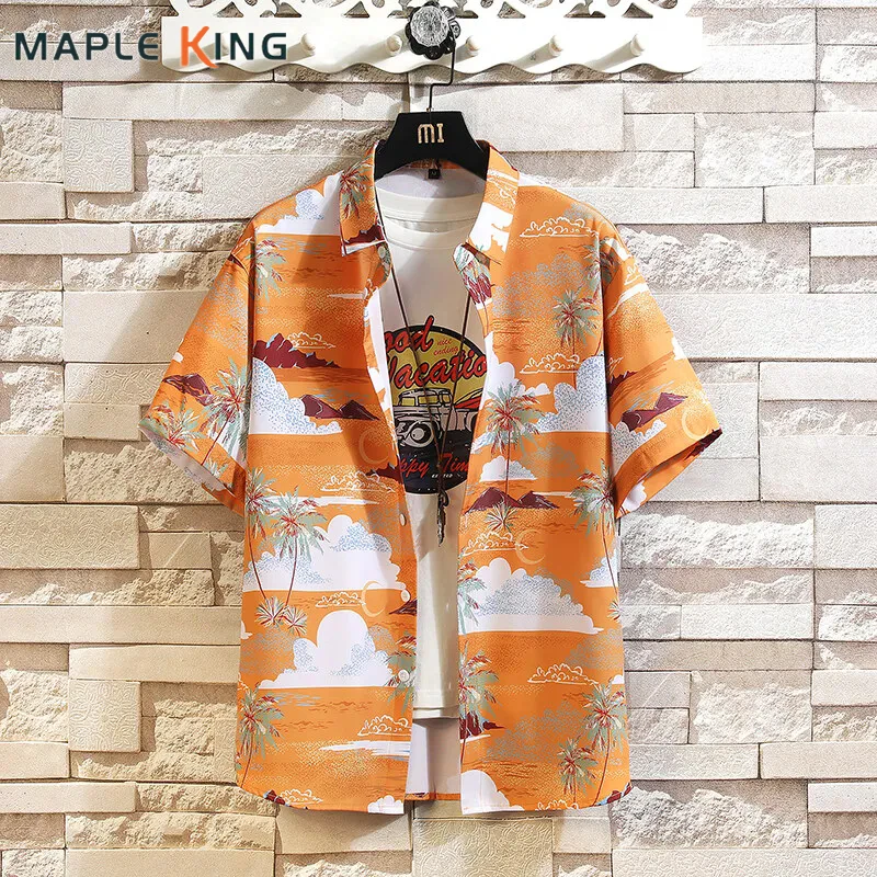 

Hawaiian Printed Shirt for Men Short Sleeve Ice Silk Oversized Men's Floral Shirts Summer Beach Vacation Mens Clothing Plus Size