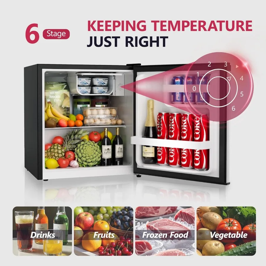 Mini réfrigérateur compact de 1,7 pi3, avec congélateur et porte réversible simple, pour chambre à coucher, dortoir, bureau, Thermostat d'énergie réglable