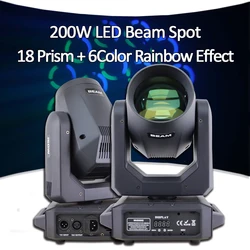 YUER 200W LED Beam Spot Wash 3in1 Moving Head Light For Disco DJ Party Stage Light 6+12 prism Effect Christmas Party