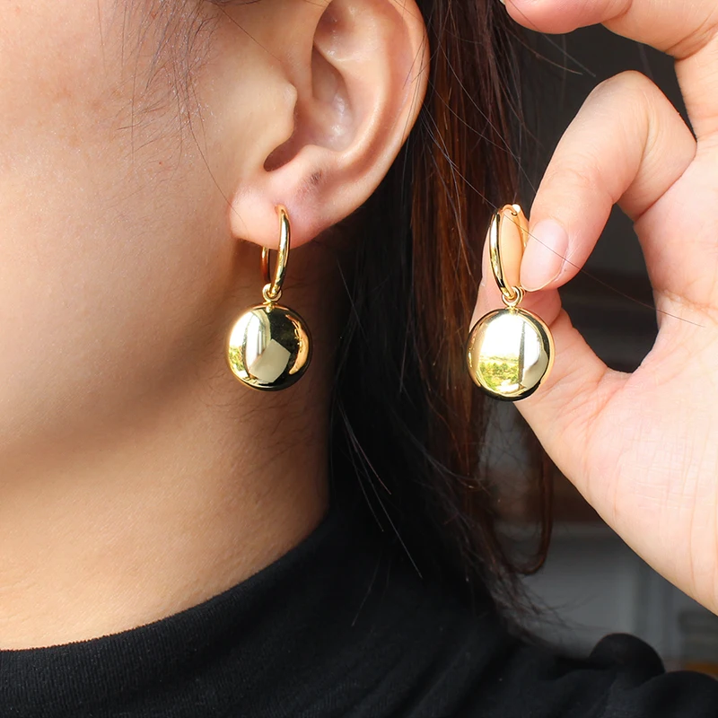Minimalist Elegant Small Ball Dangle Earrings 18k Gold Plated Stainless Steel Bead Earring Lightweight Anti-Fade Jewelry Gift