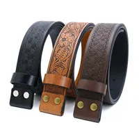 Adjustable Western Cowboy Leather Belt Punk Style Alloy Stampings American Retro Men's Belt Buckle Head Fashion Accessory
